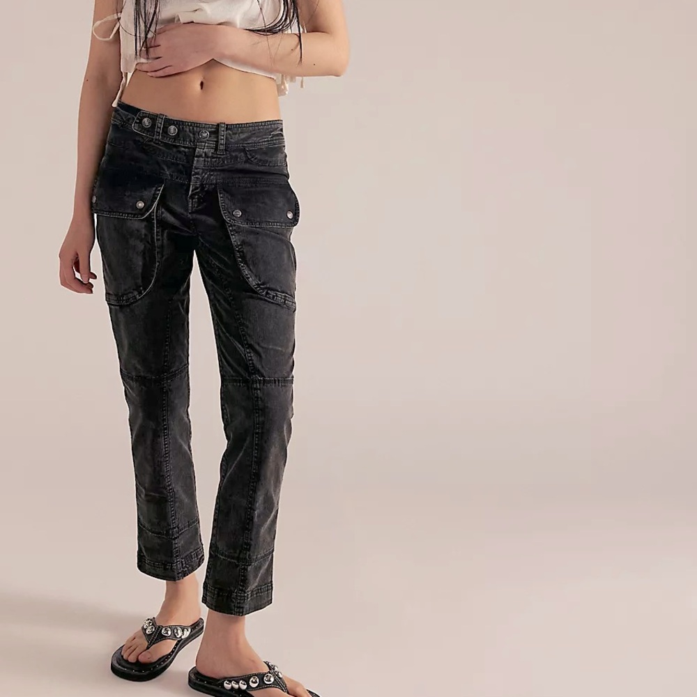 FREE PEOPLE We The Free Hot In It Moto Pants NWT Washed Black